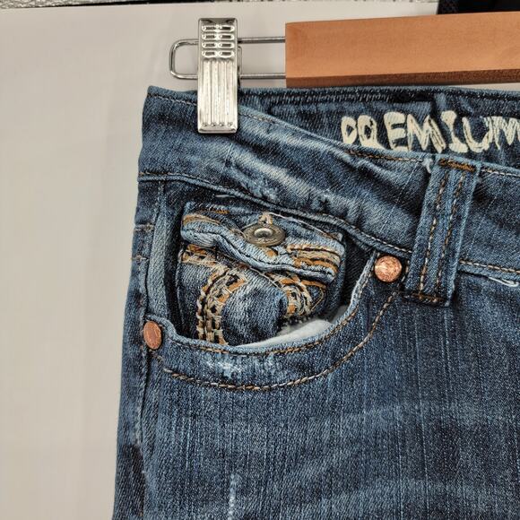 Ten25 Junior's Embroidered Button Pocket Slim Leg Jeans Size 5/6 - Picture 7 of 16
